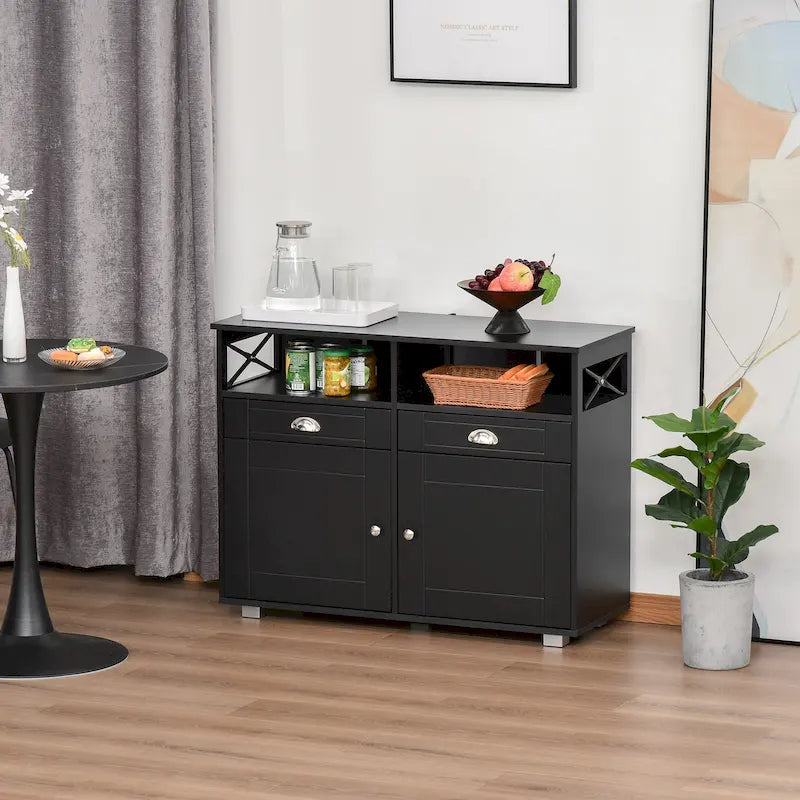 Sideboard Buffet Cabinet with 2 Drawers and 2 Enclosed Cabinets