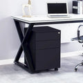 3-Drawer Mobile Steel File Cabinet with Lock - Black