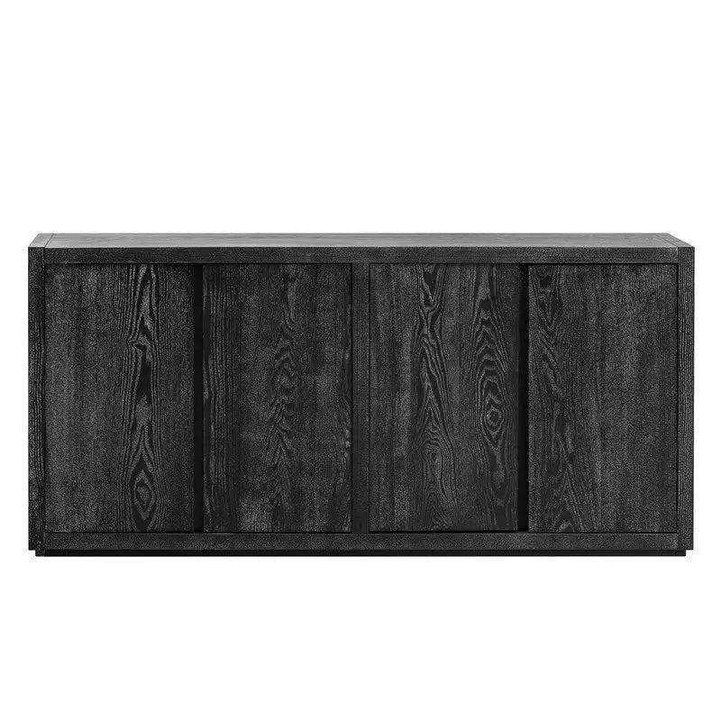 4-Door Ash Veneer Sideboard Cabinet with Adjustable Shelves - 63.1W