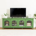 Retro White TV Cabinet Entertainment Center with Rainbow Glass Doors