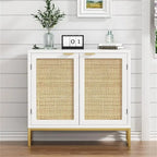 Mobile buffet/credenza a 2 ante in rattan con base in metallo