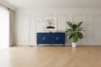 4-Door Sideboard Storage Cabinet with Solid Wood Veneer