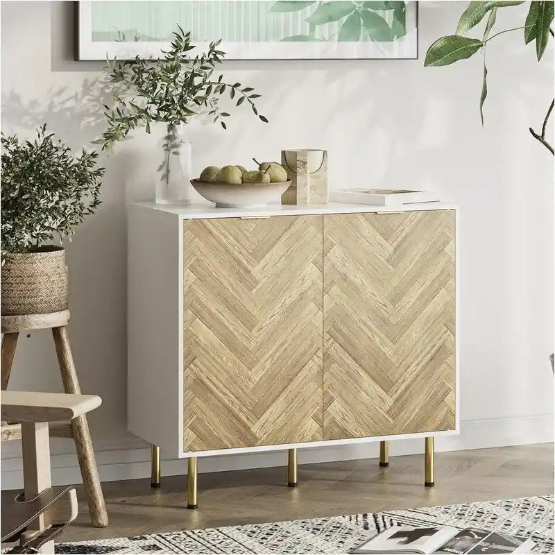 Sideboard Cabinet with Two Doors and Adjusting Feets for Living Room - 31.2D x 29.1W x 15.6H