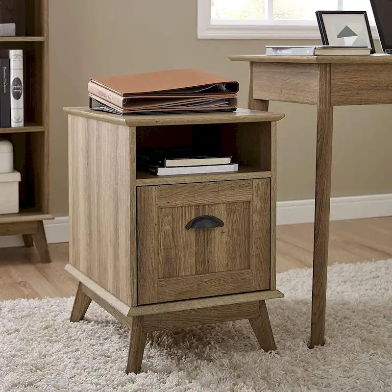 Wooden Home Office File Cabinet with Fully Extended Drawer