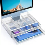 Supporto per monitor a 2 livelli con cassetto per l'ufficio domestico