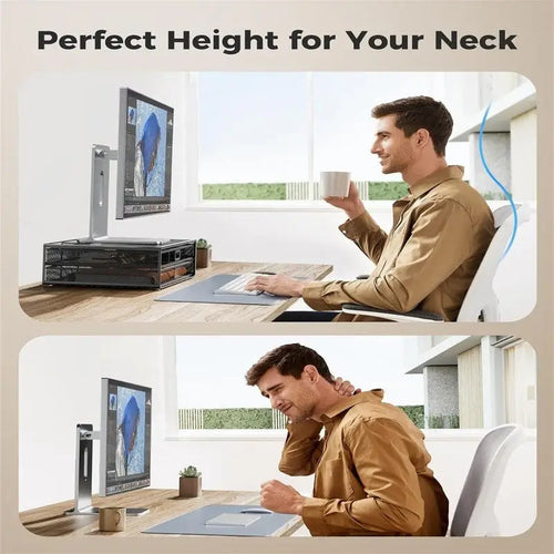 2-Tier Monitor Stand with Drawer for Home Office