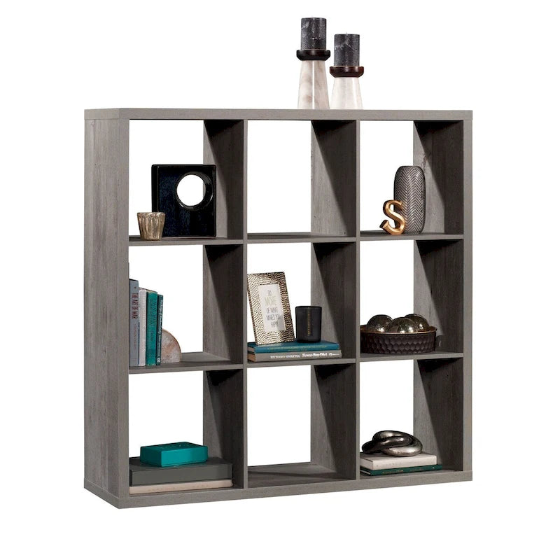 9-Cube Storage Organizer Bookcase in Mystic Oak Finish