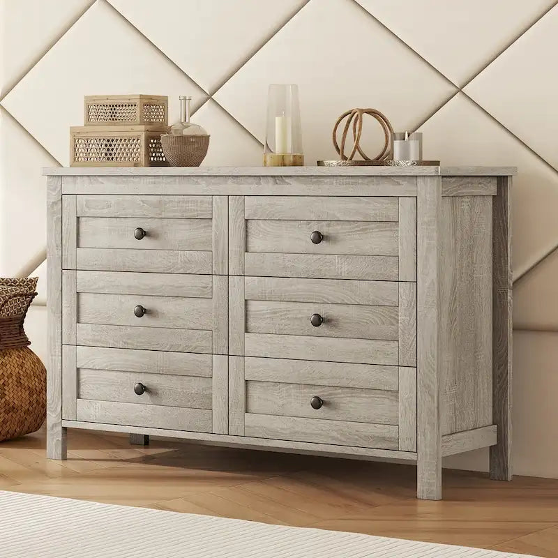 Retro Farmhouse Style Storage Cabinet with 6 Drawer