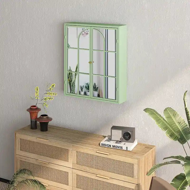 Two Door Wall-Mounted Mirror Cabinet with Retro Style