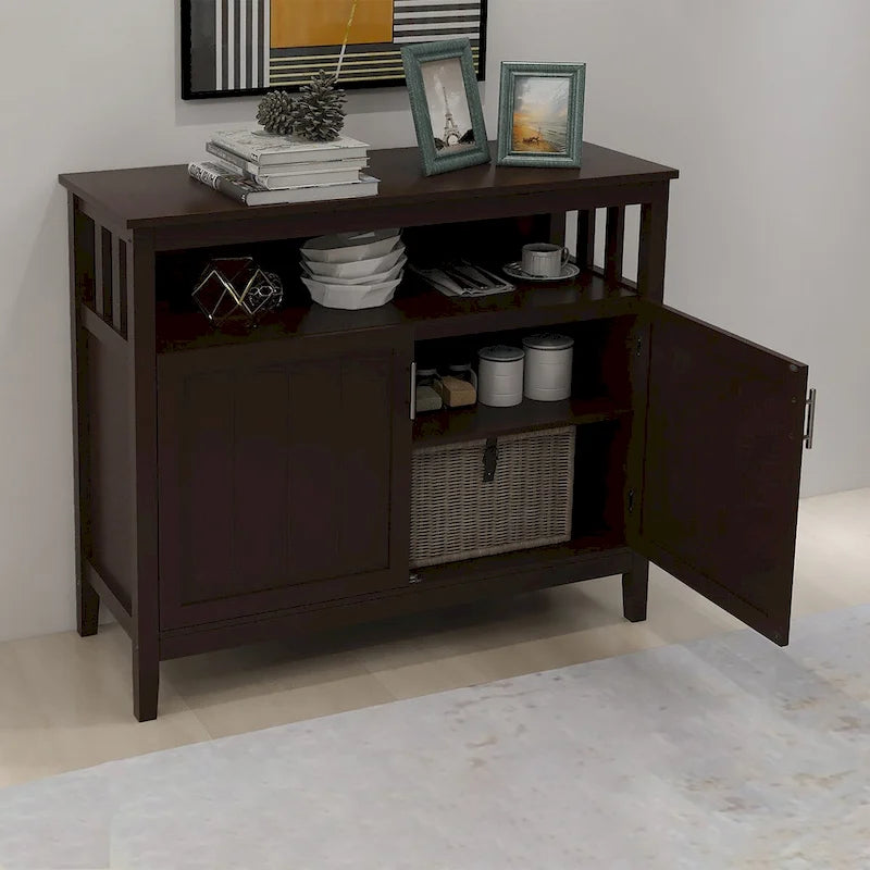 2-Door Kitchen Storage Sideboard with Adjustable Shelf and UV Finish