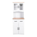 Kitchen Cabinet ,Storage Microwave Cabinet with Framed Glass Doors