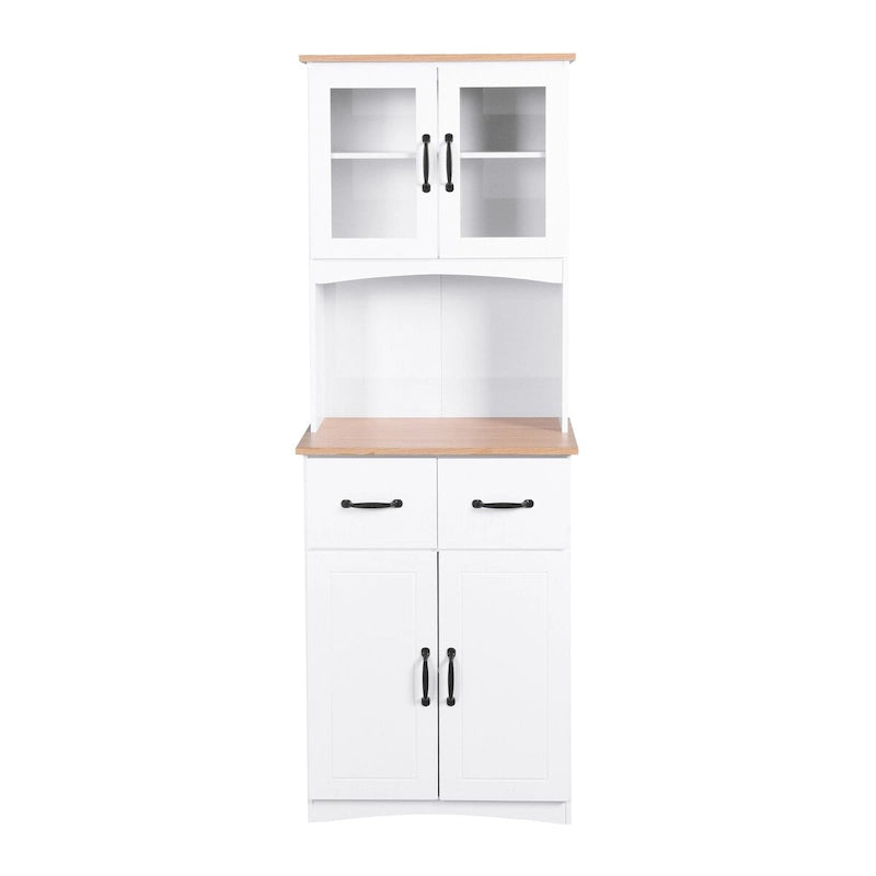 Kitchen Cabinet ,Storage Microwave Cabinet with Framed Glass Doors