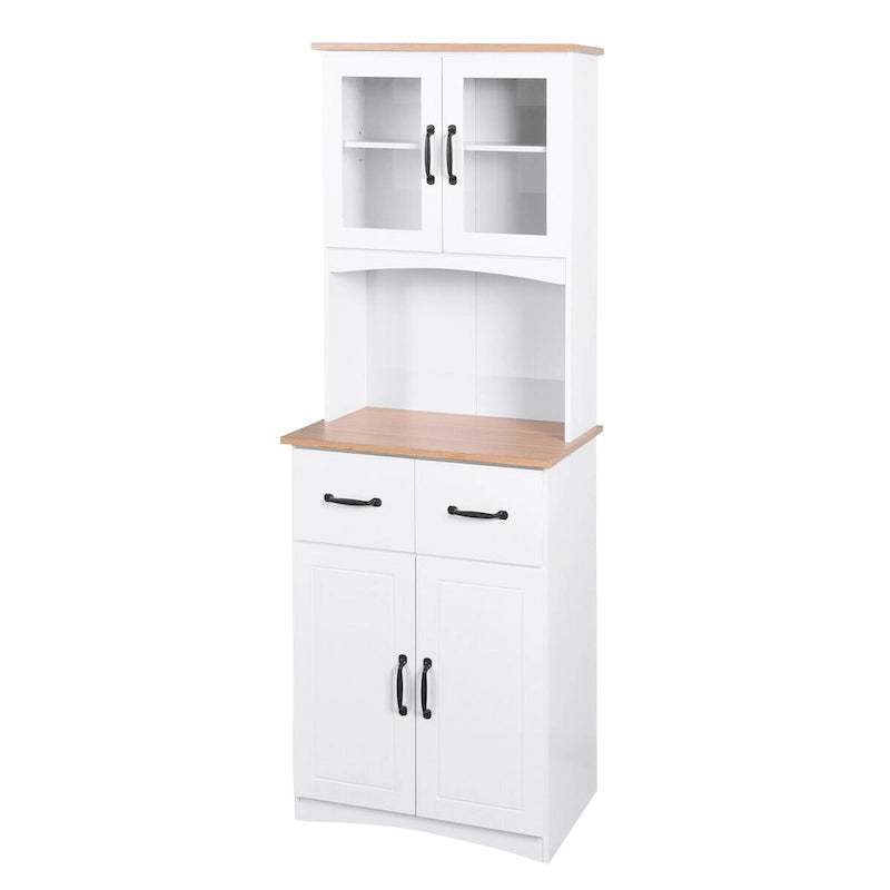 Kitchen Cabinet ,Storage Microwave Cabinet with Framed Glass Doors