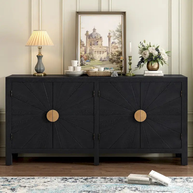 Unique Features of Ash Veneer Cabinet with Radiating Line Pattern Cabinet Doors