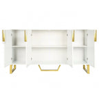 Credenza da Cucina con 4 Ante, Maniglie Meta, Gambe e Ripiani Regolabili - 152.4L x 39.8W x 86.3H cm