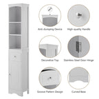 Mobiletto Alto da Bagno, Armadietto Indipendente con Cassetto, in MDF, Ripiano Regolabile