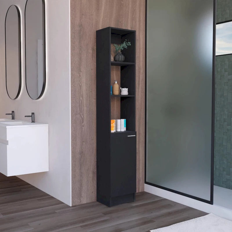 Tall Linen Bathroom Storage Cabinet with 6 Shelves and Single Door