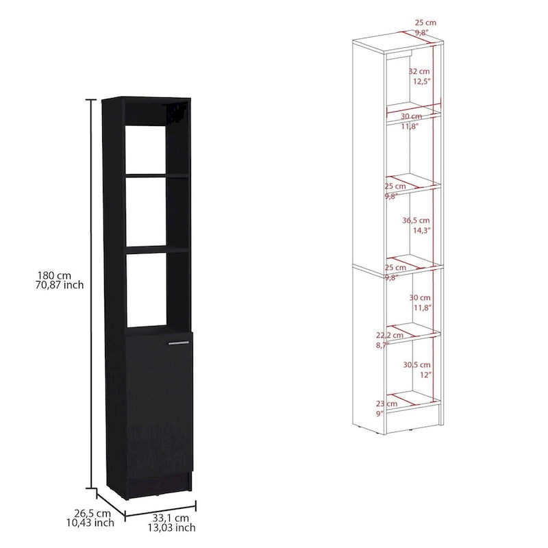 Tall Linen Bathroom Storage Cabinet with 6 Shelves and Single Door