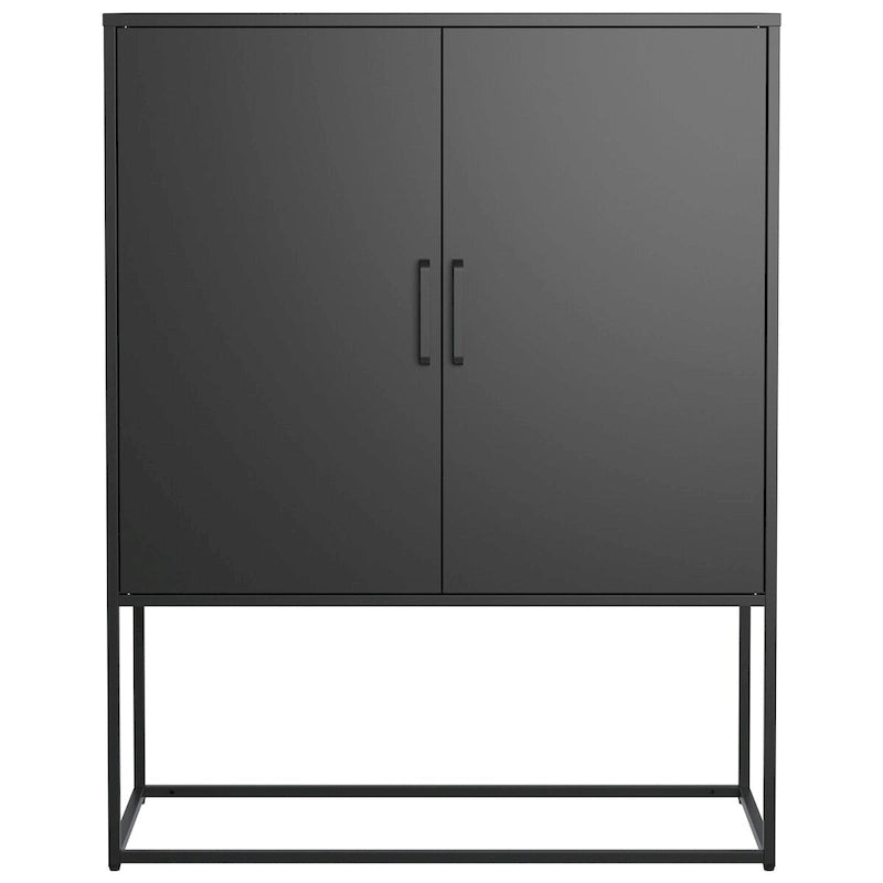 Heavy Duty Metal Buffet Sideboard Modern Steel Storage Cabinet with 2 Shelves, Free Standing