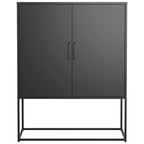 Credenza a buffet in metallo resistente, armadietto moderno in acciaio con 2 ripiani, autoportante