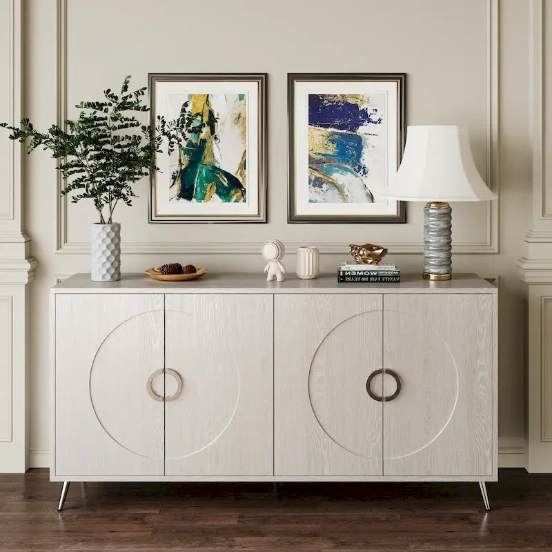 Modern Lacquered 4 Door Wooden Cabinet