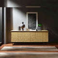 Charcoal Bamboo Console Sideboard with Laser Cut Doors and Soft-Close Hinges