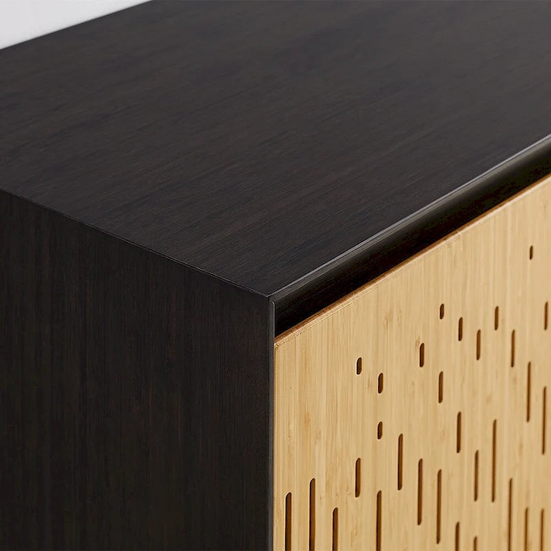 Charcoal Bamboo Console Sideboard with Laser Cut Doors and Soft-Close Hinges