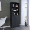 2-Door Bookcase with 3 Open Shelves and Hidden Storage